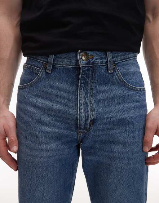Lee – Mellanblå, tvättade jeans med vida ben, 5 av 5
