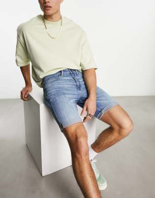 Lee mid thigh denim shorts in light blue - ASOS Price Checker