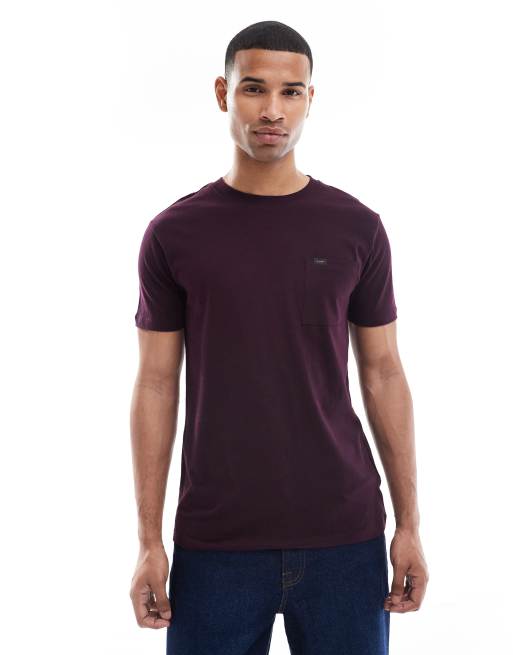 Lee - Mørk vinrød T-shirt med lomme i slim fit, 5 af 5