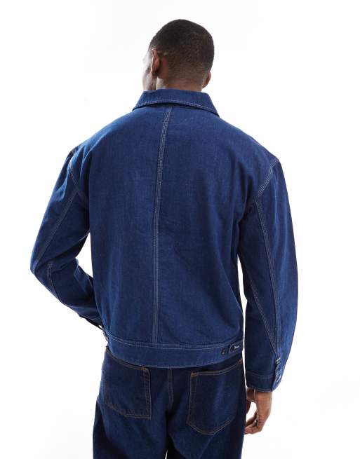 Lee - Mørkeblå denimjakke med gennemgående lynlås, 2 af 4