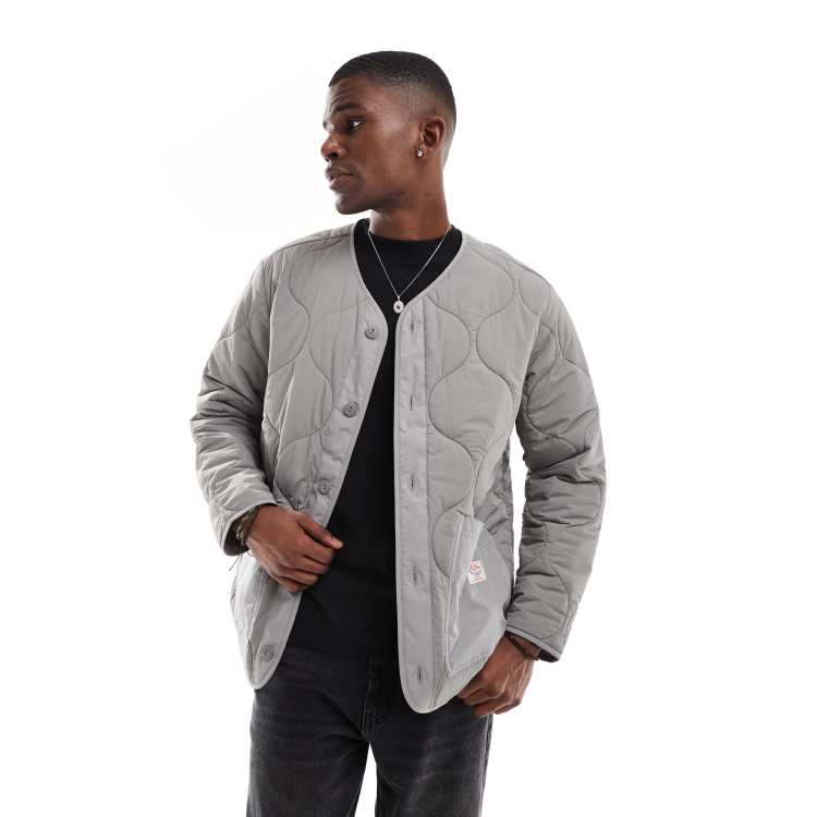 Lee onion quilt liner jacket in light grey | ASOS