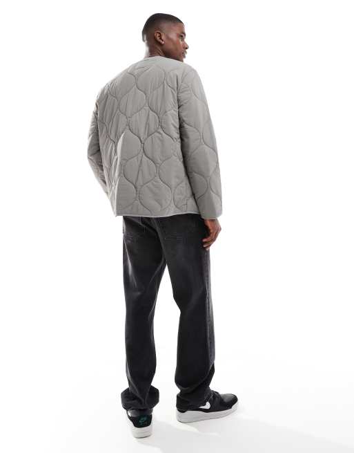 Lee onion quilt liner jacket in light grey | ASOS
