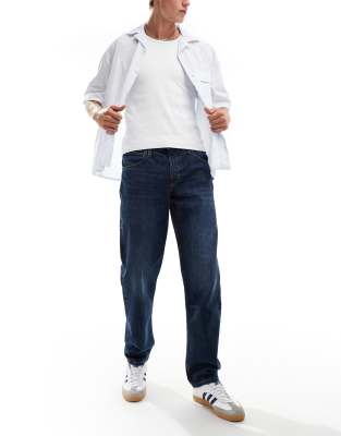 Lee Lee Oscar relaxed tapered fit jeans in dark wash-Navy