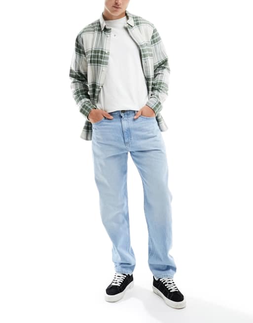Lee - Oscar - Ruimvallende, toelopende jeans in blauw met echte lichte wassing, 4 van 5
