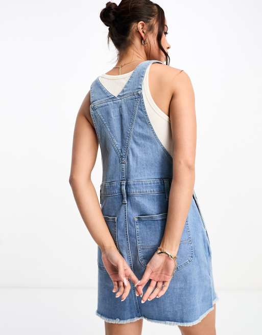 Lee overall mini dress in indigo denim