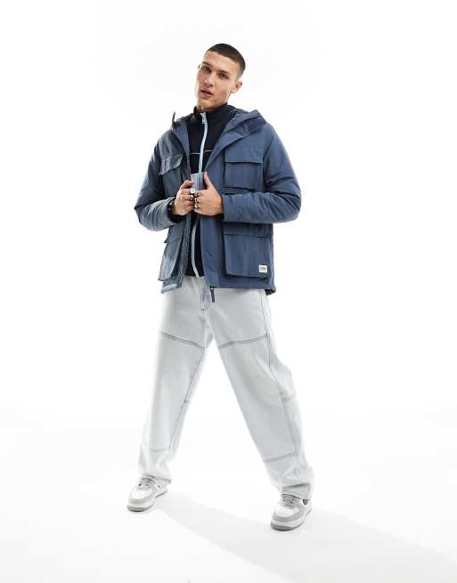 Lee - Parka met utility-zakken en capuchon in middenblauw