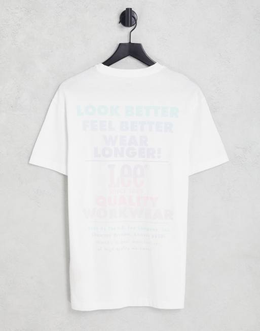 Lee pastel back logo print relaxed fit t-shirt in white