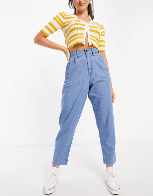 Lee pleat detail high rise balloon leg jeans in light blue - part of a set