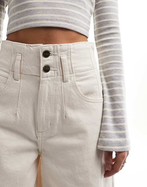 Lee pleated straight leg jeans in ecru ASOS