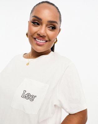 Lee Plus classic logo t-shirt in off white - ASOS Price Checker