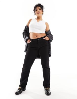 Джинсы Lee Plus marion с прямыми штанинами черного цвета с полосканием