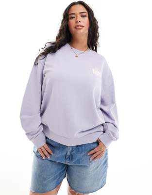 Lee Plus - Sweatshirt in Flieder mit Rundhalsausschnitt-Lila