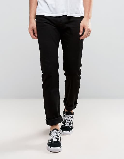 Lee – Powell – Schmale Stretchjeans in reinem Schwarz mit niedrigem Bund