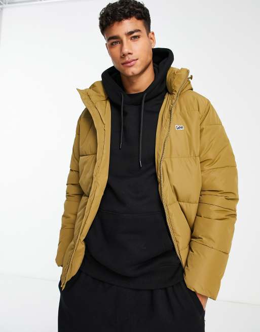 Lee – Pufferjacke in Bronze mit Kapuze und Logo