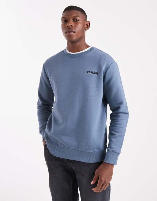 Lee - Regular-fit sweatshirt in blauw met wassing