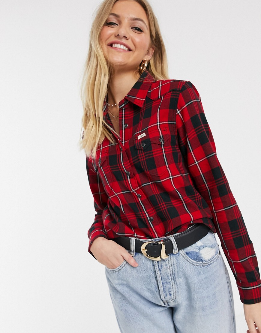 Lee regular fit western check shirt-Red