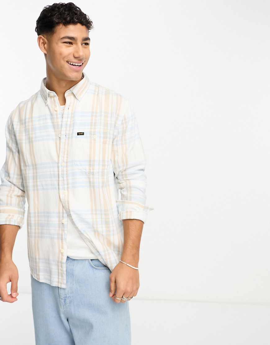 Lee relaxed fit check twill shirt in light blue