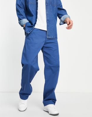 Lee Lee relaxed fit cotton chinos in mid blue - MBLUE