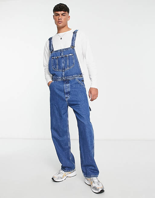 Lee relaxed fit dungaree jeans in mid wash | ASOS