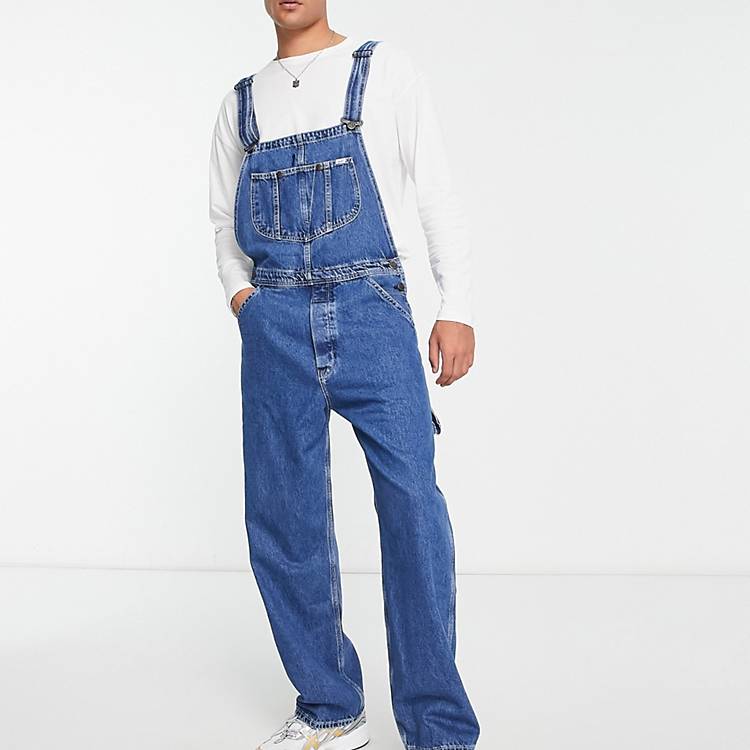 Lee relaxed fit dungaree jeans in mid wash | ASOS