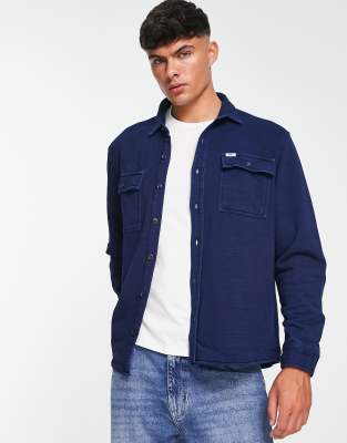 Lee Lee relaxed fit jersey fleece overshirt in indigo blue