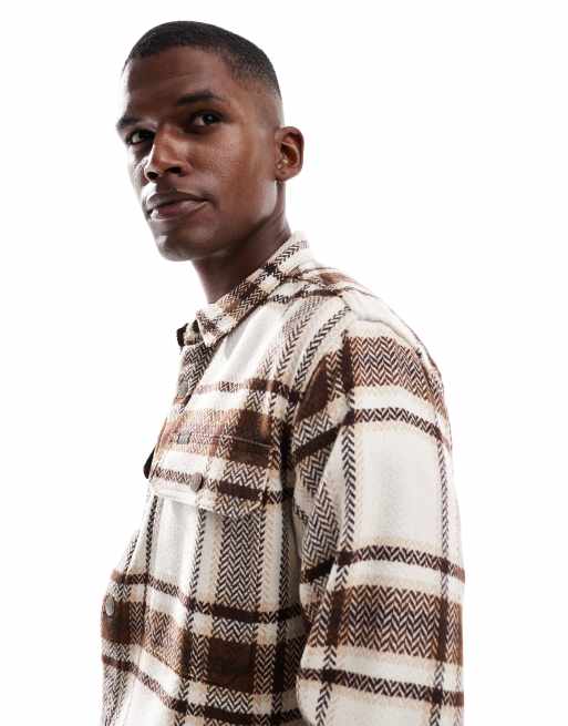 Lee relaxed fit overshirt in cream check, 2 of 5