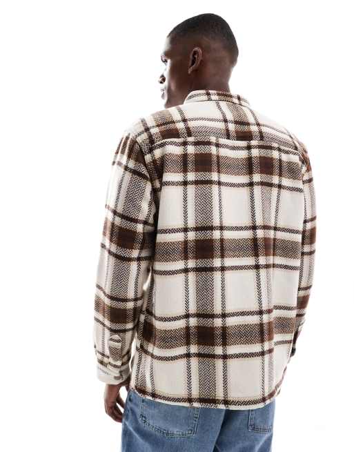 Lee relaxed fit overshirt in cream check, 3 of 5