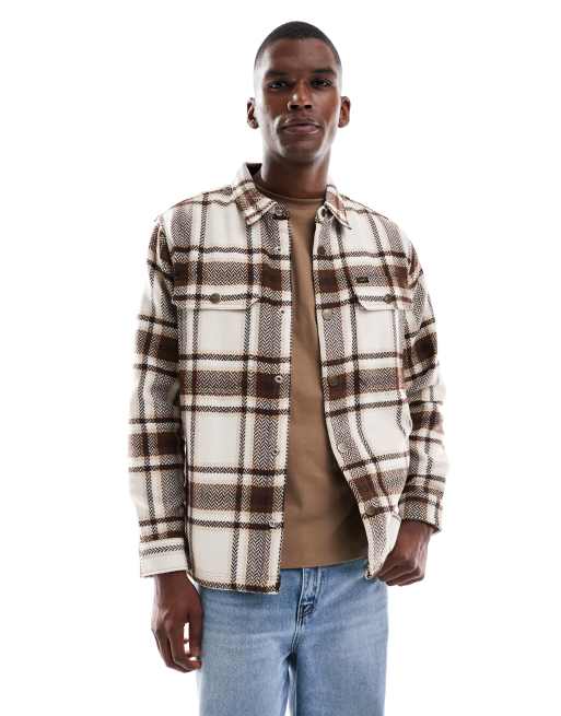 Lee relaxed fit overshirt in cream plaid