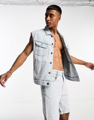 Lee relaxed rider denim vest jacket in light wash CO-ORD - ASOS Price Checker