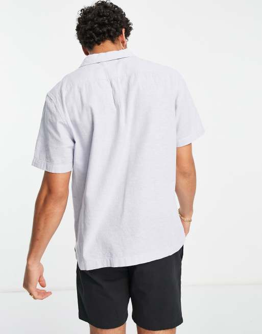 Lee - Resort - Camicia a maniche corte comoda azzurra in cotone chambray e lino, 2 di 4