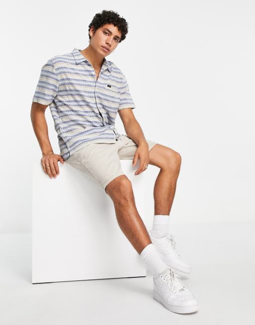 Lee Men's Striped White Shirt (Regular)