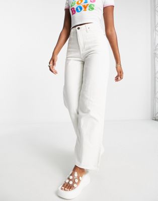 Lee retro high rise flare jeans in rinse white