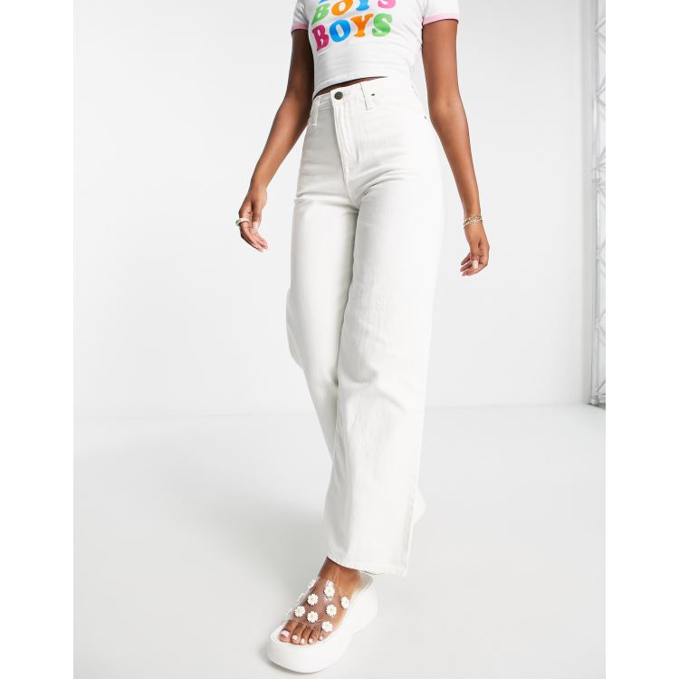 Lee retro high rise flare jeans in rinse white