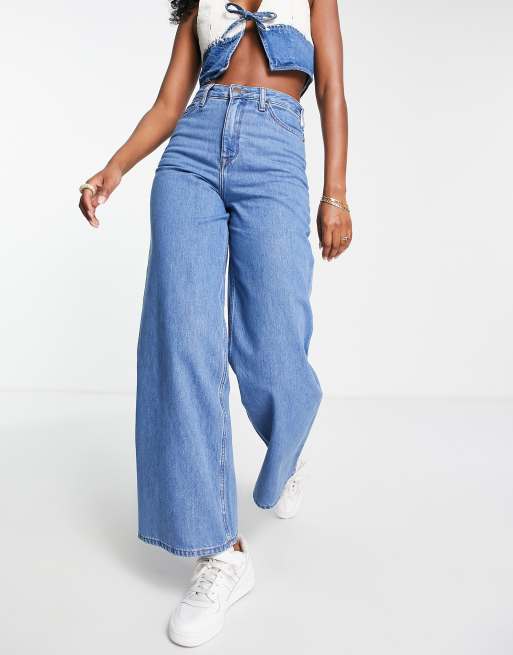 LEE – Retro-Schlagjeans in Clean Rosewood Blau mit hohem Bund