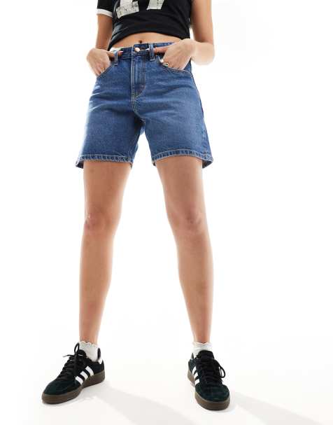 Lee Rider bermuda straight fit denim shorts in mid wash - view 1