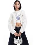 Lee Rider denim bomber jacket in ecru-White