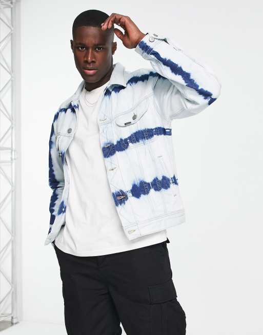 Lee - Rider - Giacca di jeans comoda lavaggio acido candeggiato a righe