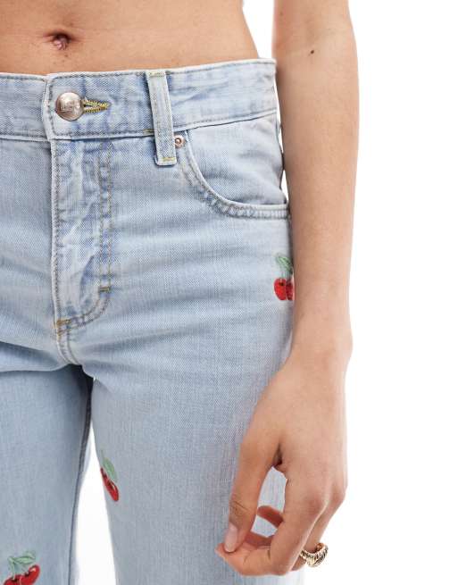Lee Rider Jeans dritti classici lavaggio chiaro con ciliegie