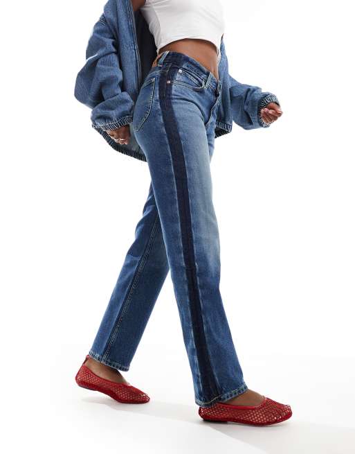 Lee - Rider - Klassiske, afslappede jeans med lige ben og kontrasterende sider i mellemblå