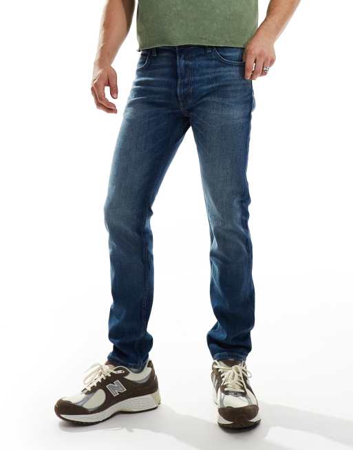 Lee – Rider – Schmal geschnittene Jeans in heller Vintage-Waschung