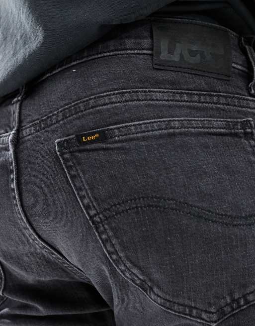 Lee – Rider – Schmal geschnittene Jeans in schattengrauer Waschung im Used-Look, 4 von 5