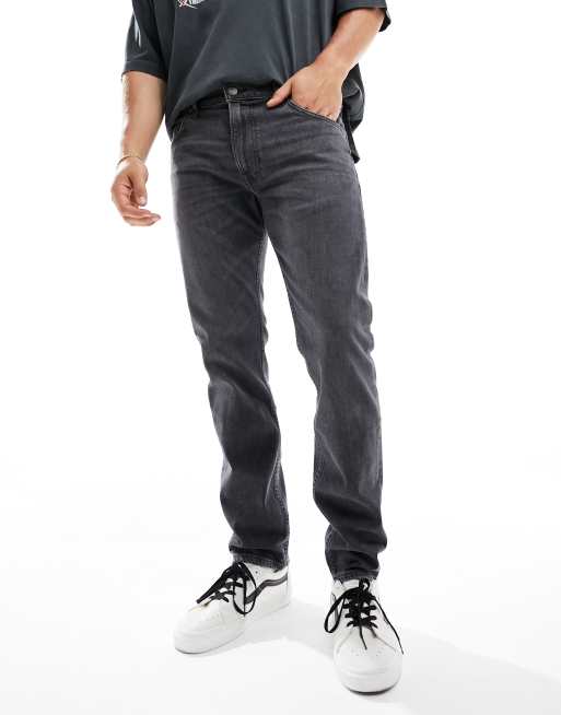 Lee – Rider – Schmal geschnittene Jeans in schattengrauer Waschung im Used-Look, 5 von 5