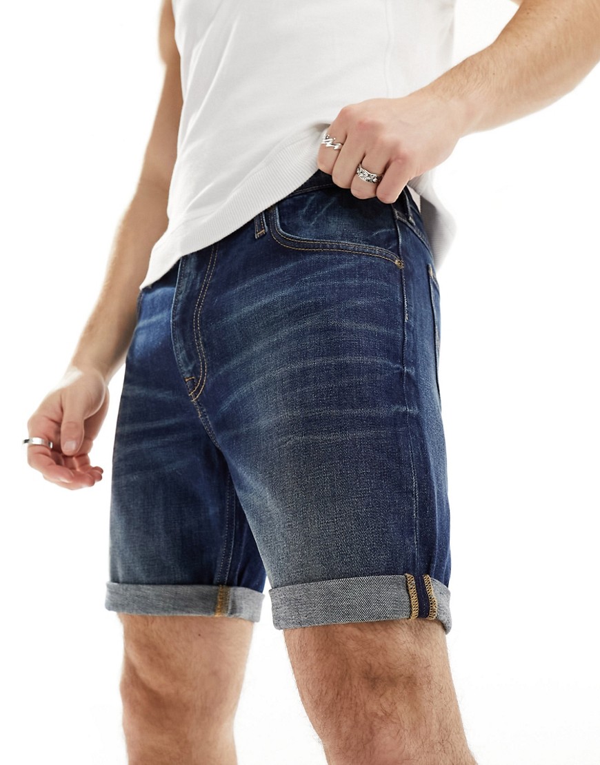 Lee Rider slim fit denim shorts in dark wash-Navy