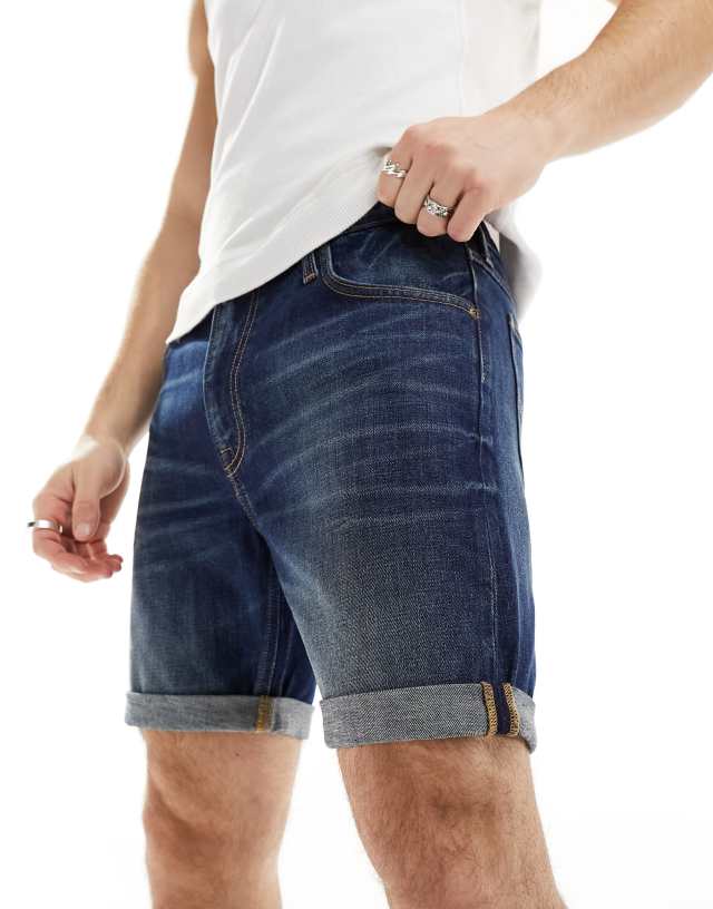 Lee - rider slim fit denim shorts in dark wash