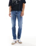 [Lee] Lee Rider slim fit jeans in midwash blue W30 L32 Blue jay