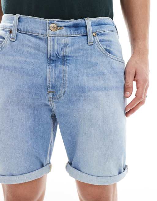 Lee Rider slim fit shorts in light blue wash ASOS