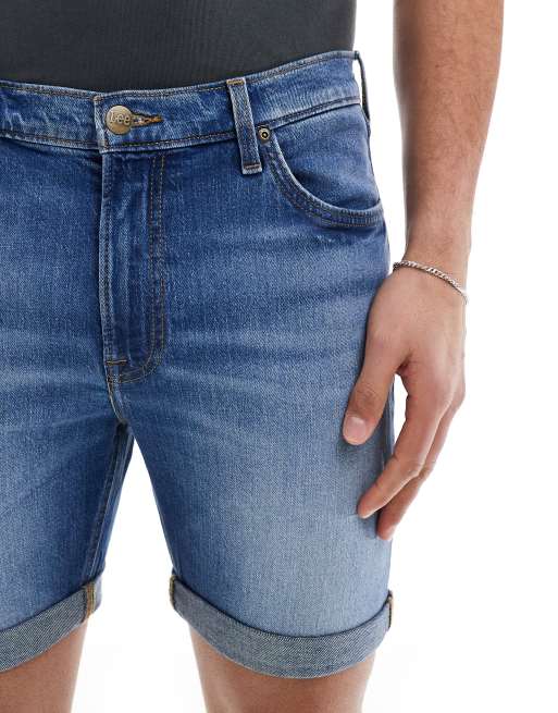 Lee Rider slim fit shorts in mid blue wash ASOS