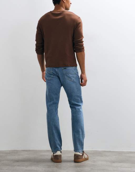 Lee rider slim straight jeans i lys vask, 3 af 5