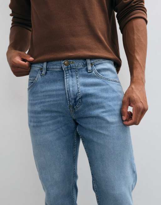 Lee rider slim straight jeans i lys vask, 4 af 5