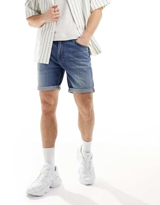 Lee – Rider – Smala jeansshorts i mellanljus tvätt